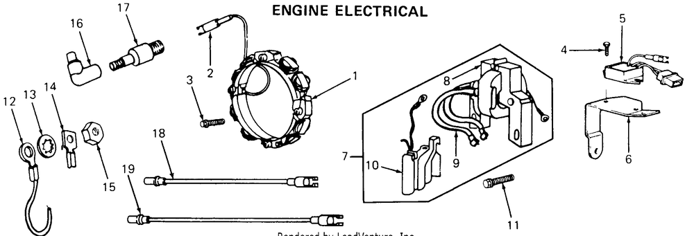 Engine Electrical Diagram and Parts List for 1610 0350042U-135393100-135393399-136393100 Cub Cadet Lawn Tractor